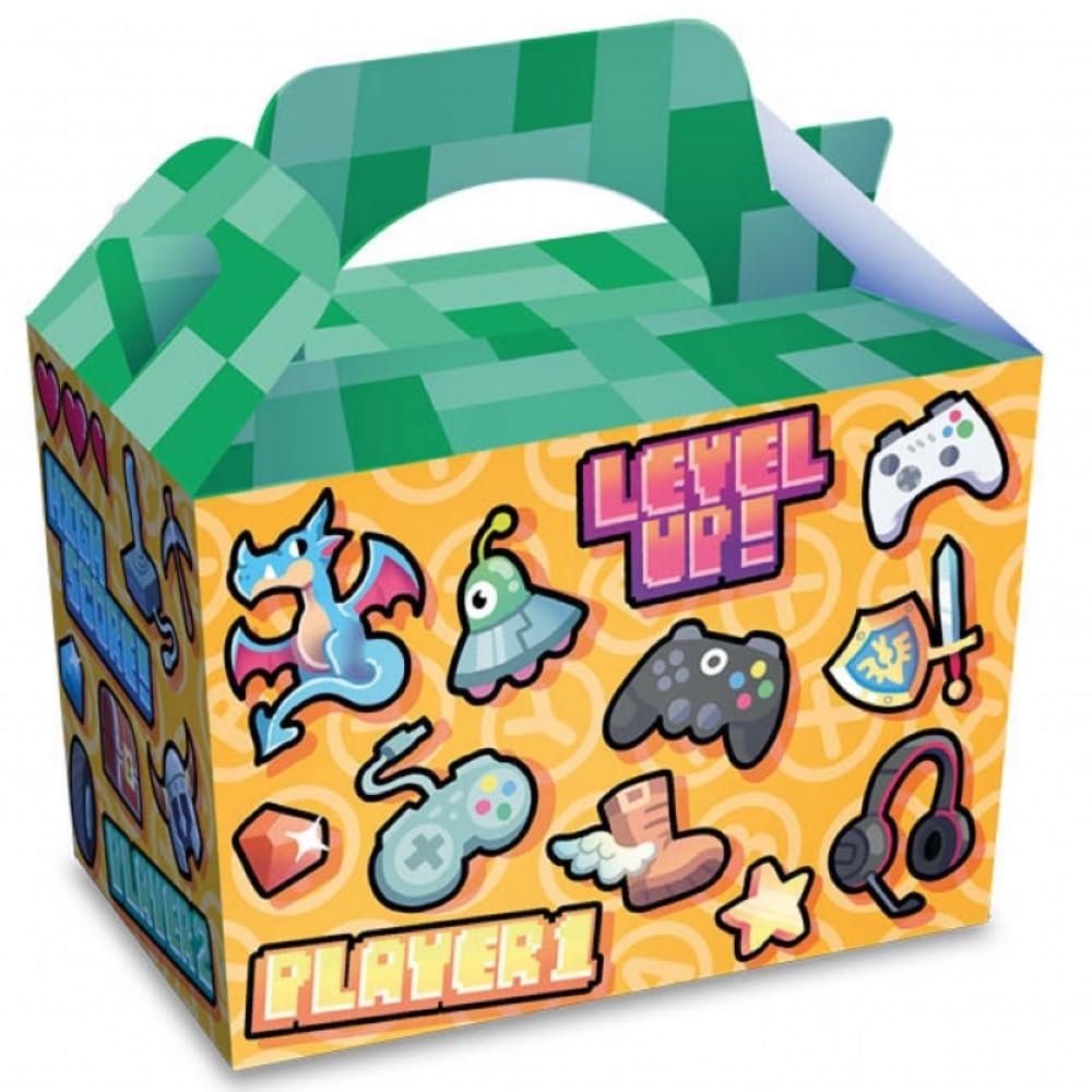 MustBeBonkers Gaming Party Food Boxes - Children's Gaming Meal Bag Plate Box (20)