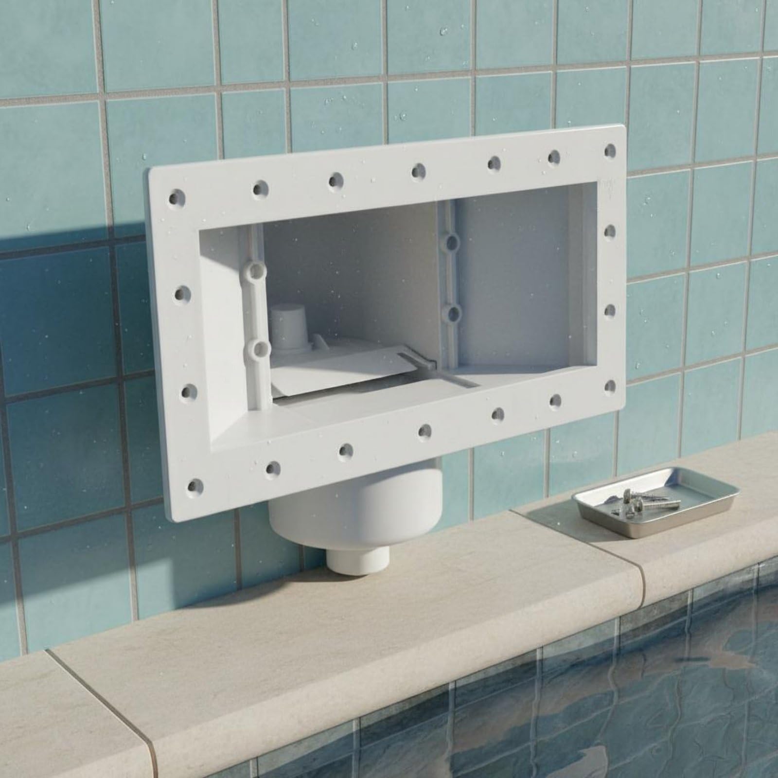 Skimmer de Piscina Recogedor de Residuos Filtro Aspirador Flotante Canasta Profunda para Mantenimiento Sencillo Adecuado para Uso en Piscinas Familiares y Comerciales, A9002bx