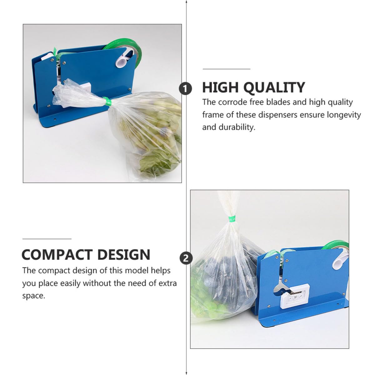 Dispositivo per la Sigillatura dei Sacchetti in Ferro 12Mm Mini Pinzatrice per Frutta e Alimenti Set 9 Pezzi Dispenser Rimovibile e Nastro Adesivo Blu e Rosso per Imballaggio