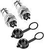 12mm 3-Pin Metal Male/Female Panel Aviation Cable Connector Adapter, GX12-3P Aviation Plugs with Waterproof Cap Socket, Set of 2, Silver