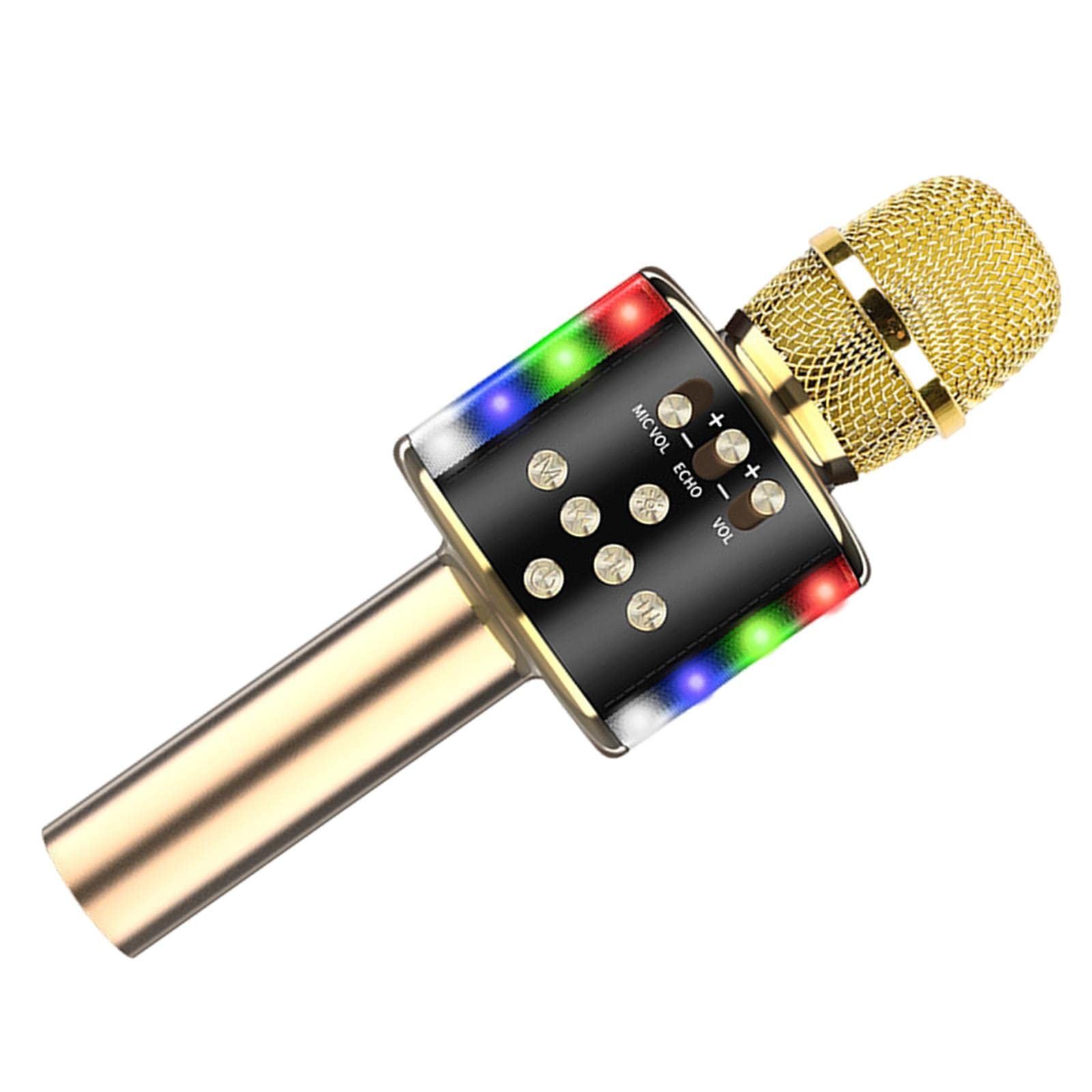 Karaoke - Microfono wireless con LED Dancing s, suono audio professionale e batteria a lunga durata, microfono portatile per feste in casa, bambini, ragazze, ragazzi, adulti, Bluetooth 4