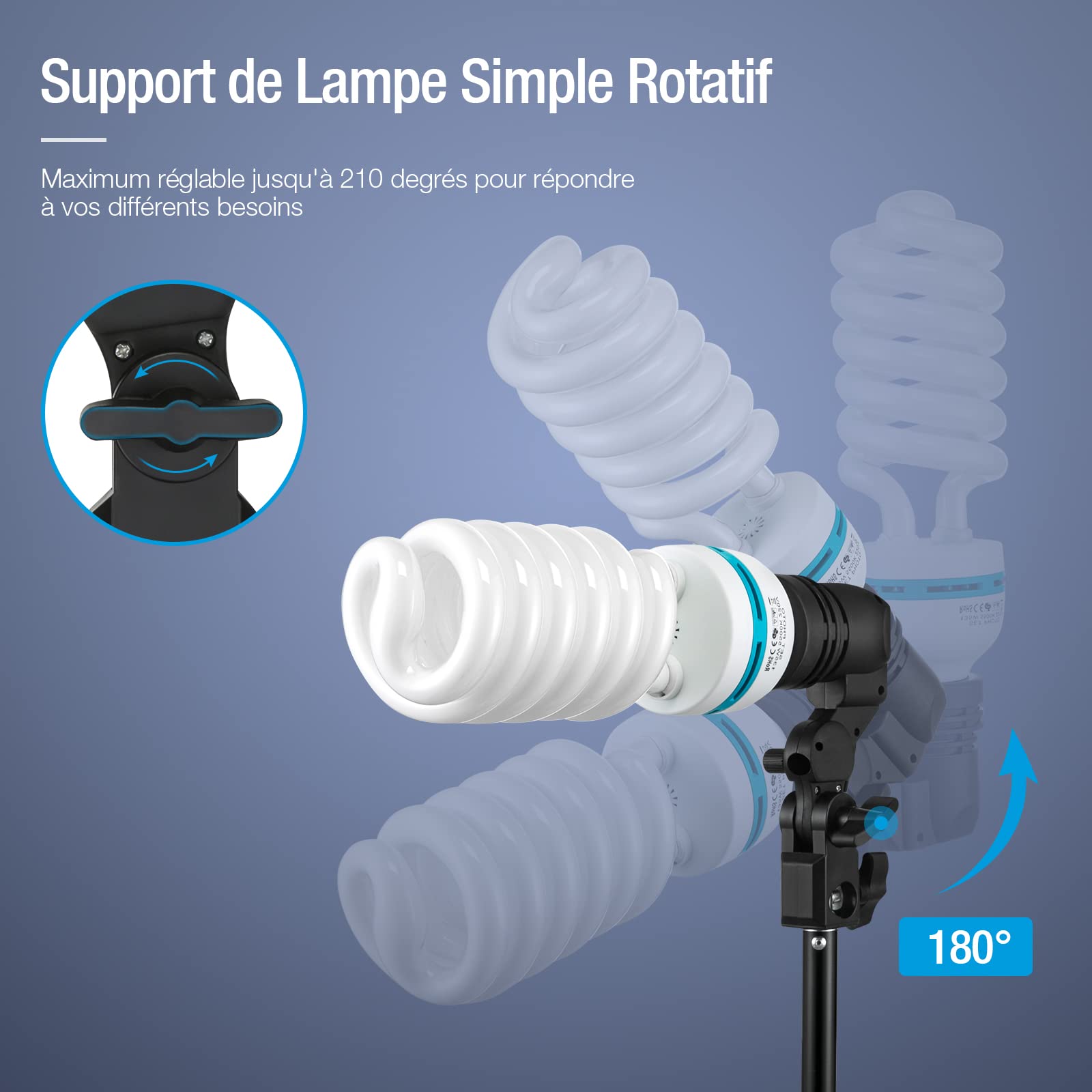 OMBAR Kit Studio Photo et éclairage,Photographie Kit avec 2.6 x 3m Support Fond Photo,4 Ampoules 135W E27 5500K, 2x3 m Fond (Noir Blanc Vert),60cm réflecteurs Parapluie et softbox
