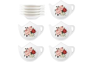 Vintage Flower Ceramic Tea Bag Coaster with Spoon Rest