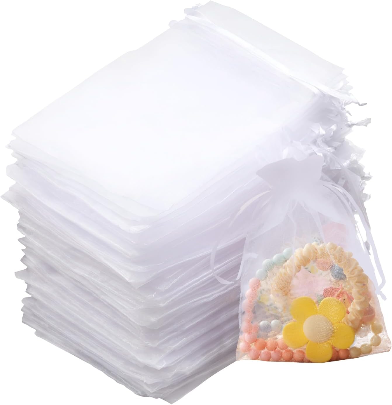 Lot De 100 Sachets Organza 13x18cm Mélangés Couleurs - Pochette Cadeau Étoiles Et Lune Avec Cordon - Idéal Mariage, Bijoux, Bonbons