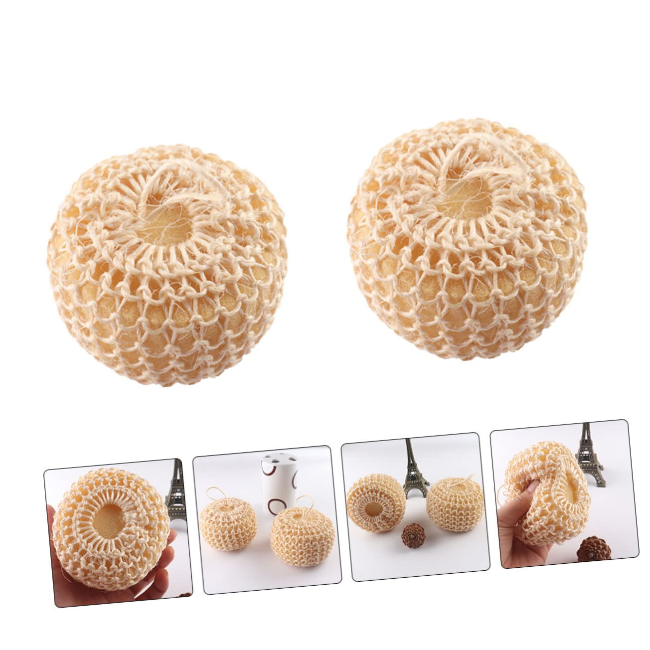 10piezas Esponjas De Baño De Sisal Bolas Ovaladas Para Exfoliación y Limpieza De Piel De Accesorios De Ducha Natural Suaves y Duraderas