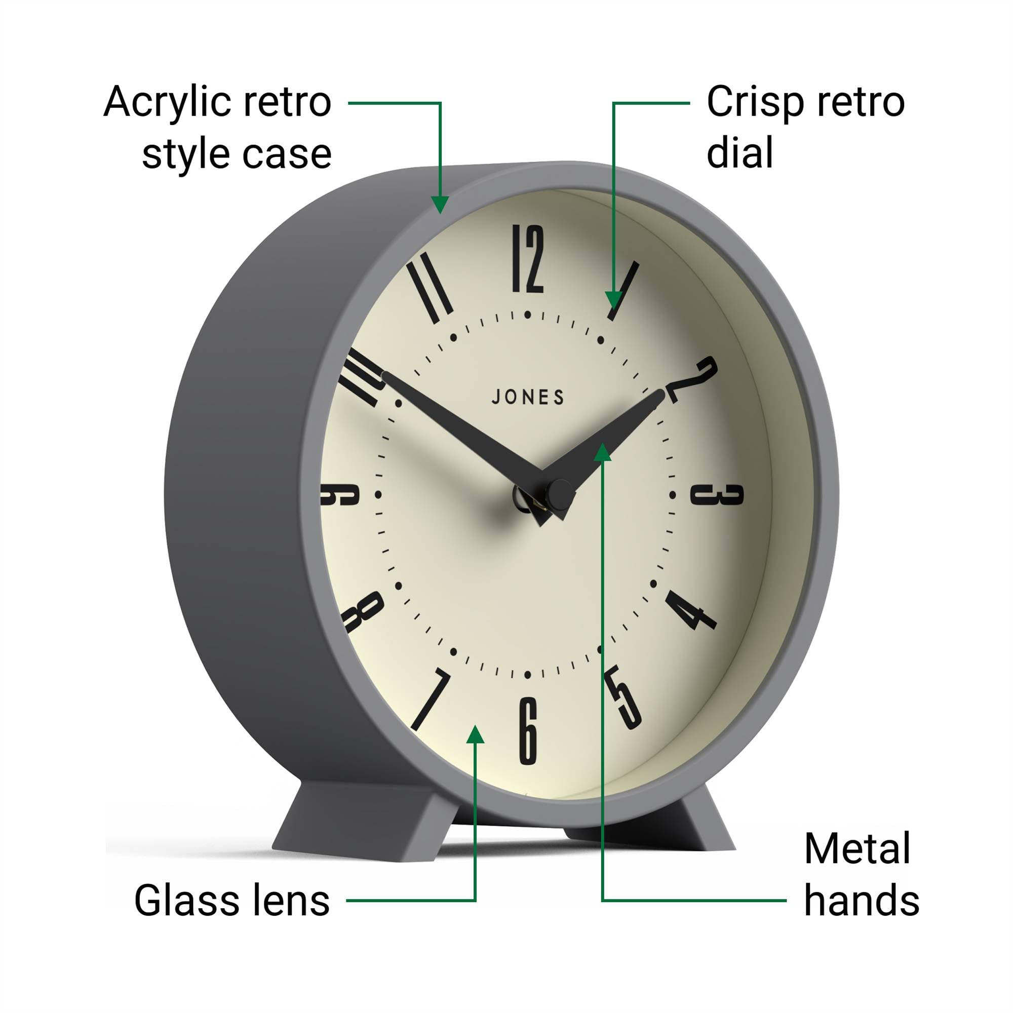 Amazon.com: JONES CLOCKS® Venus Desk Clock | Modern Round Design