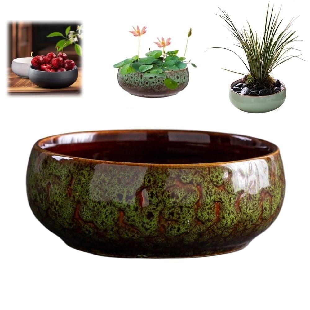 Pot de fleurs en céramique pour culture hydroponique, pot d'intérieur pour plantation d'eau, bonsaï et graines de lotus, idéal pour la décoration de la maison