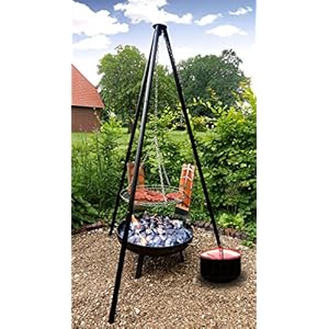 Grillset 4-in-1 vuurschaal, zwenkgrill, vlamzalmgrill vuurpan vuurkorf