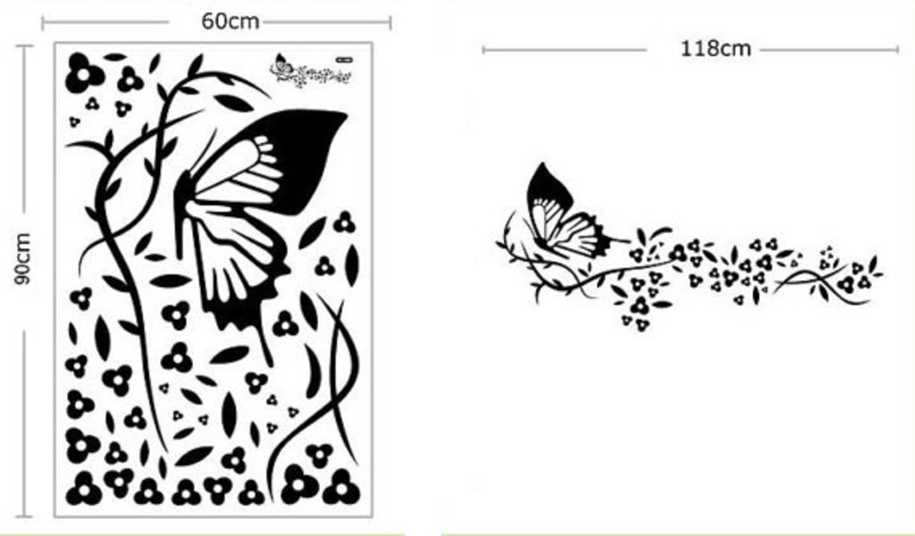 Buy Happy Walls Elegant Floral Butterfly Vector Art in Black (118