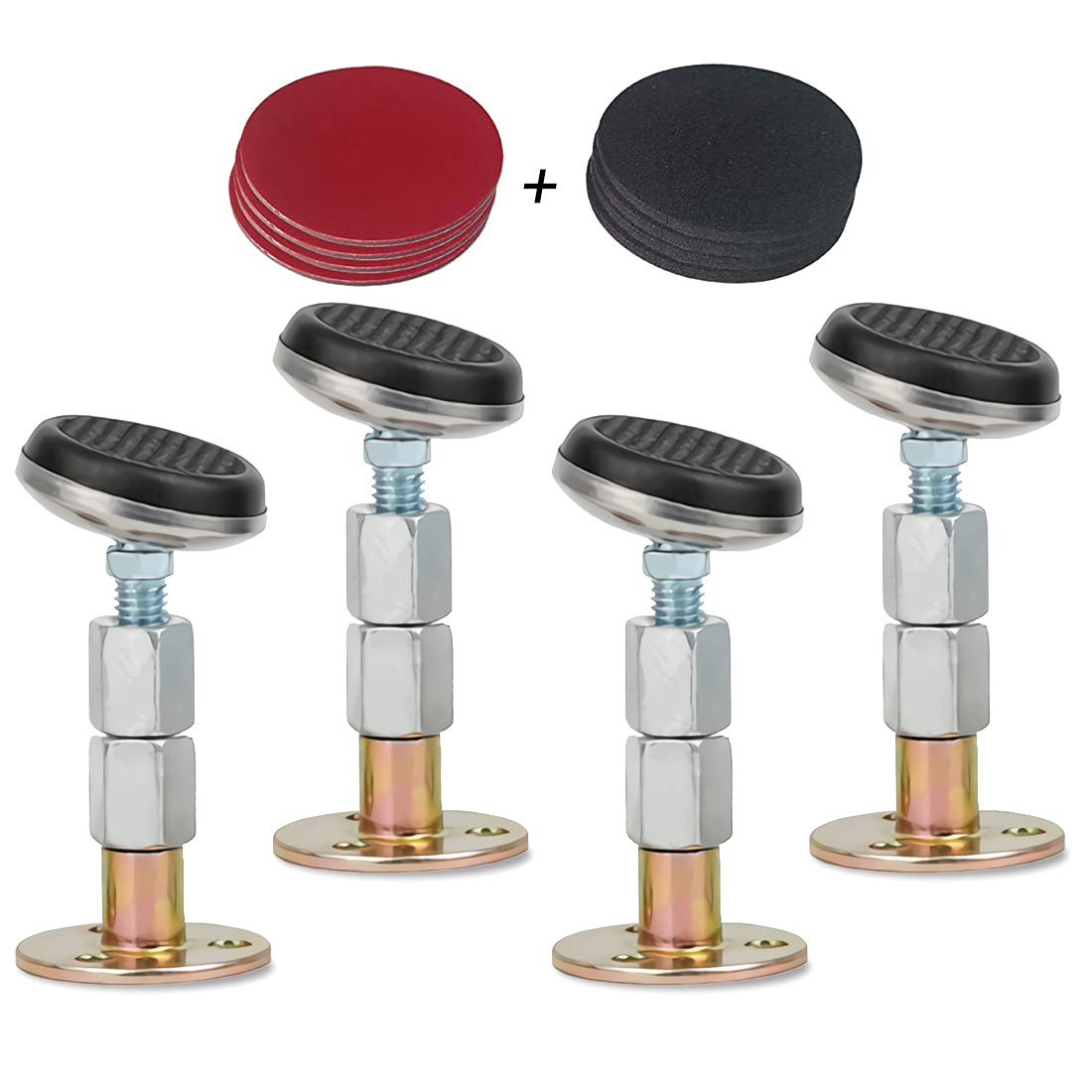 Wailicop Bed Frame Anti-Shake Tool 4 Pcs Bedside Headboard Stoppers Adjustable Threaded Fixer 360°Rotatable for Home Bed Furniture Cabinets Wall Support (L About(65-92Mm))