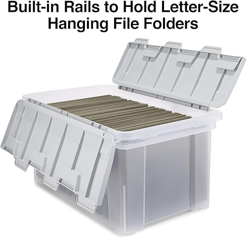 Miniatura 3 de STAPLES Carpeta de archivos colgantes, organizador de contenedores de almacenamiento, tapa de ala, documentos de tamaño carta, gristransparente