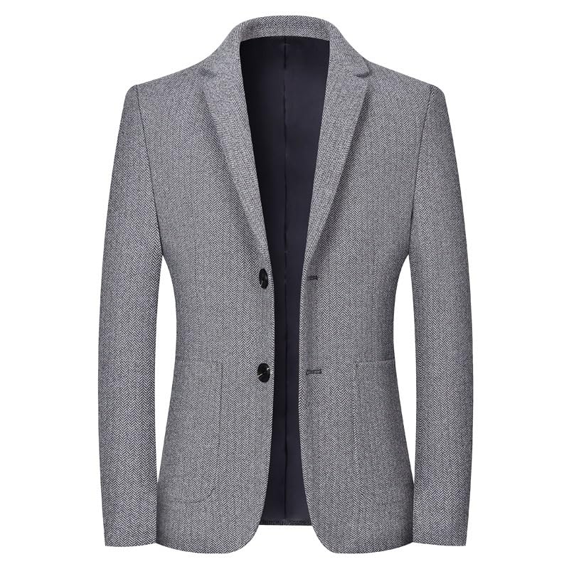 Mens Gray Suit Jacket Two Button Slim Fit Sport Coat Business Daily