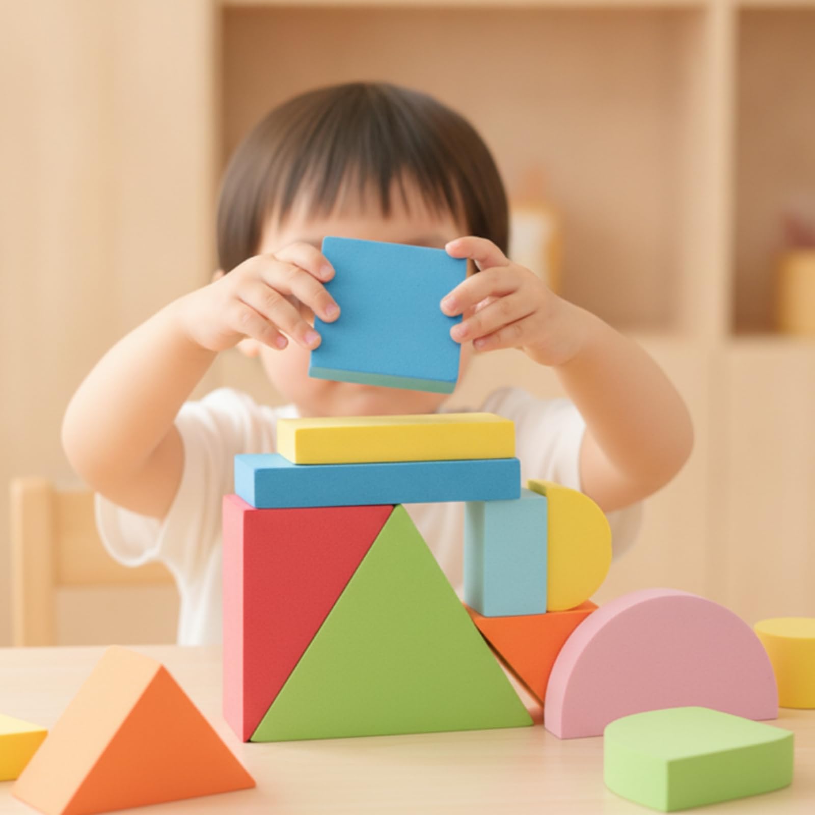 57 Pezzi Mattoncini in Schiuma Grande | Blocchi in Schiuma EVA, Educativi, Kit di Costruzione, per Asilo Nido, Scuola infanzia, Ludoteca, Bambini