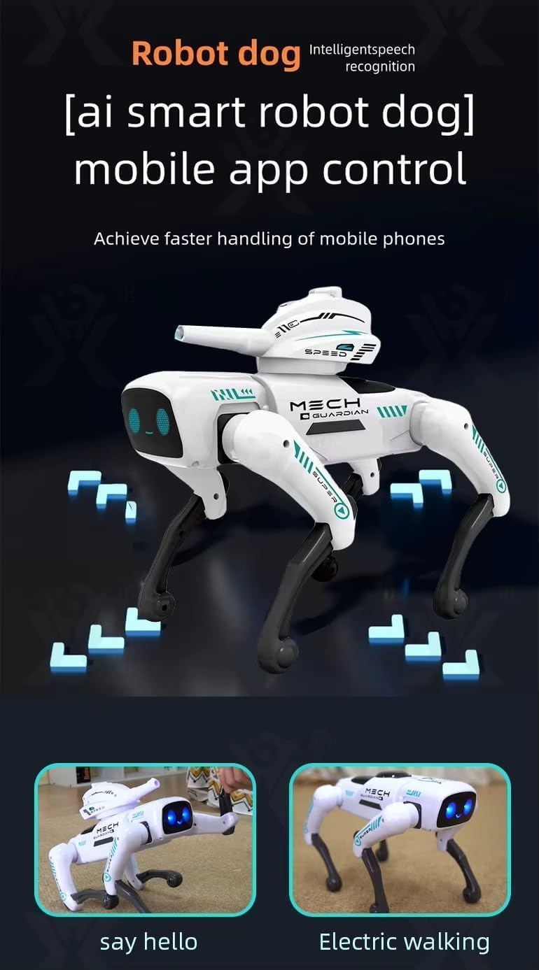 CROPDAK AI Programmable RC Robot Pet with Voice Control, Dance, Fight, Pee, Kungfu, Songs & More – Interactive Tech Toy for Kids – Rechargeable, Remote-Controlled 3