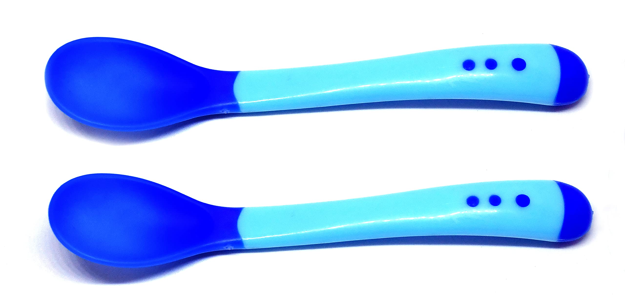 THE LITTLE LOOKERS Silicone Baby Feeding Spoons Set with Tip Heat Sensitive | Temperature Sensing Spoons | Spoon Set for Babies, Kids, Toddlers - Blue (Set of 2)-image-26