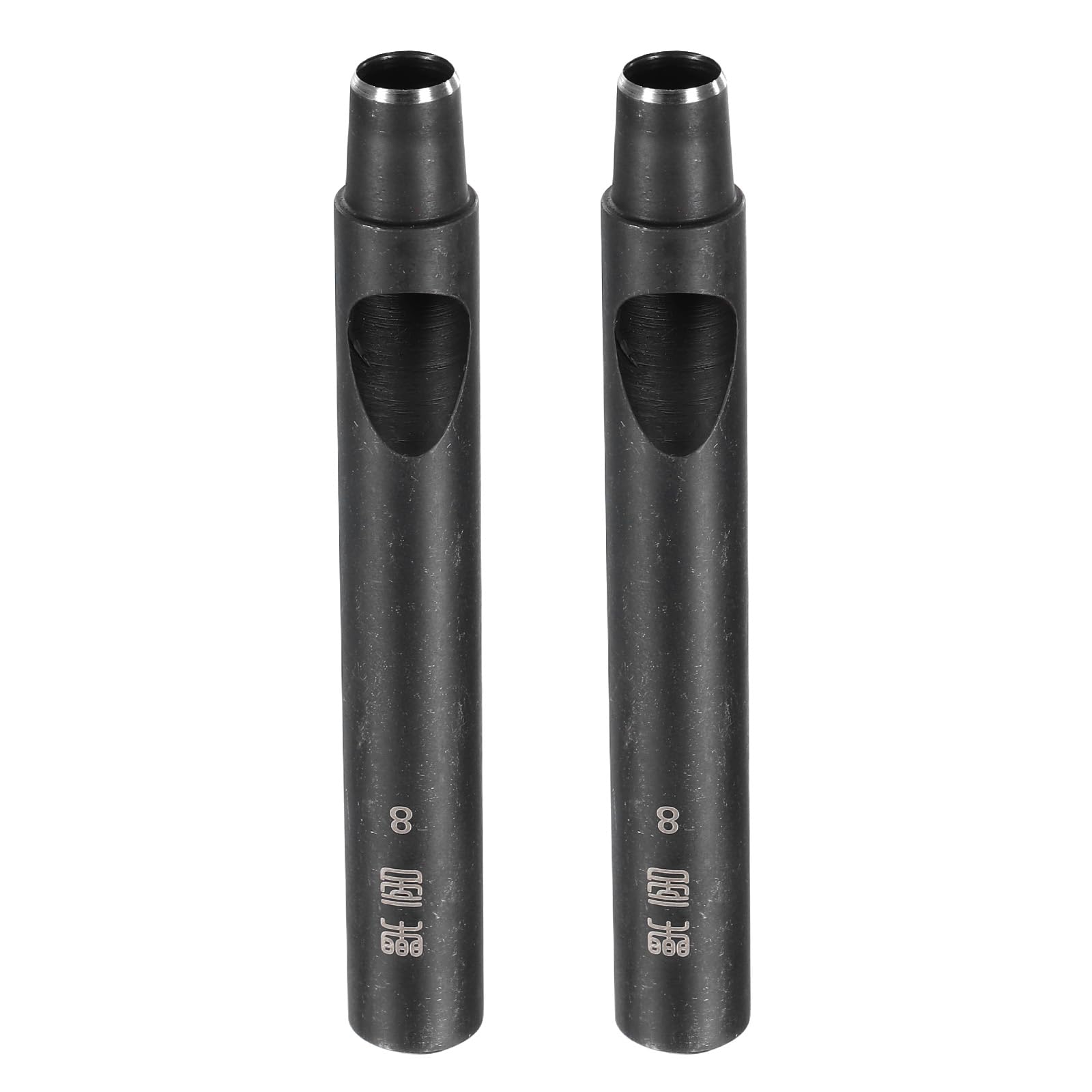 sourcing map 2pcs Leather Round Hole Punch, 8mm Hollow Hole Puncher Carbon Steel Circle Hole Punching Cutting Tool for Belt/Leather Craft DIY