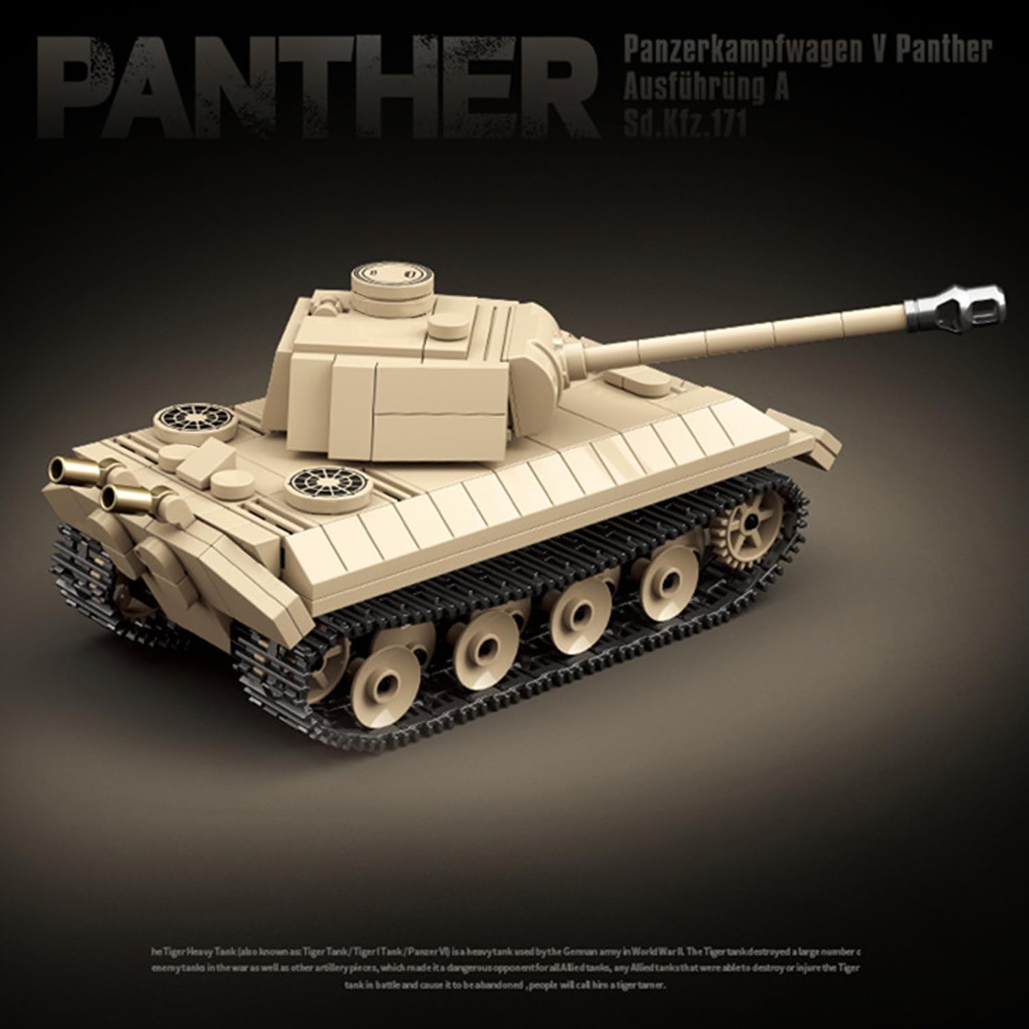 Set Mattoncini Carro Armato Panther T80 - 472 Pezzi - Modello Militare Tedesco - Compatibile Marchi Principali - Per Adulti E Collezionisti - 2