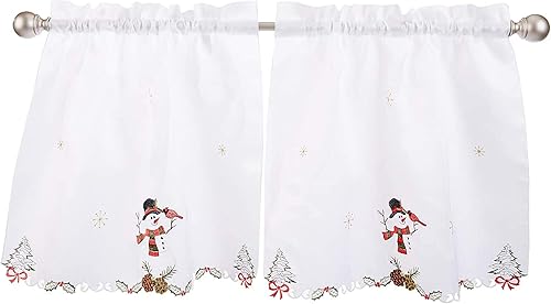 LORRAINE HOME FASHIONS Muñecos de nieve, par de cortinas de ventana, 58 x 36 pulgadas, multicolor