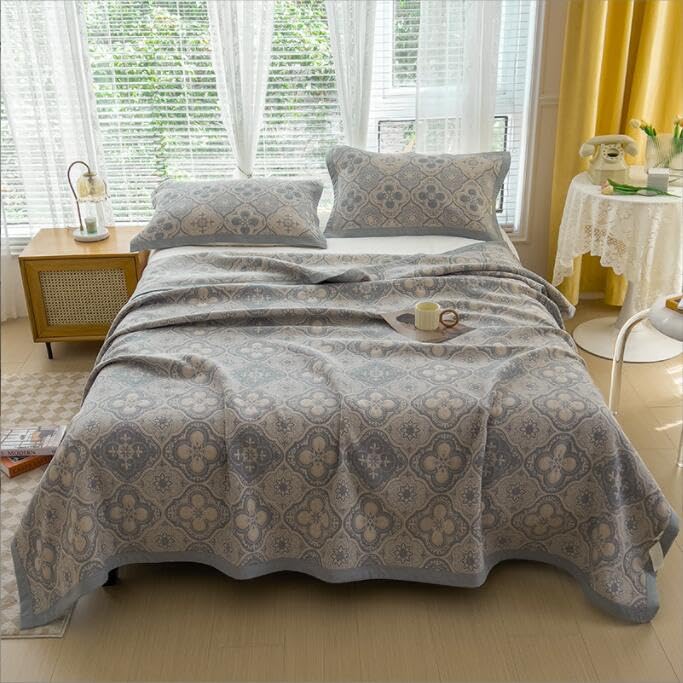 LGYKUMEG Cotton bedspread, cotton blanket, snuggle blanket, double-sided bed linen, breathable and soft sofa blanket, 200x230cm soft and light blanket, for indoors or outdoors, easy-care,G,200X230cm