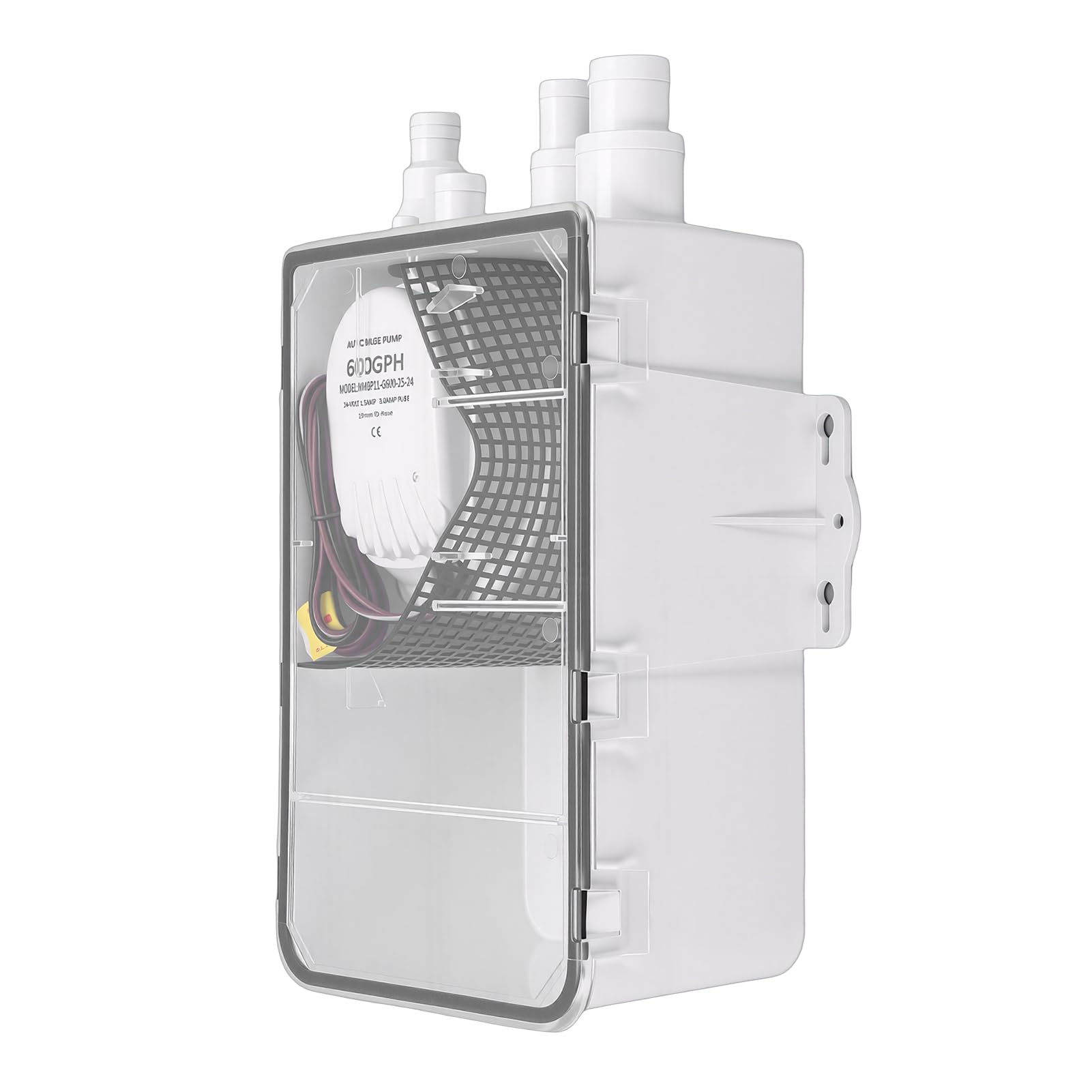 KIMISS Skrzynka z pompą do Miski Prysznicowej, 24 V DC 600GPH Morski System Odpływowy z Automatycznym Odprowadzaniem Wody i konstrukcją z Wieloma Wlotami, do łodzi, Pojazdów