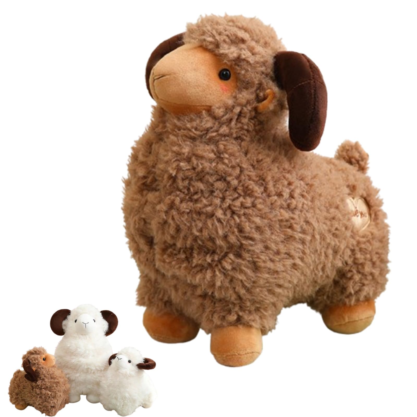 Plüschschaf, Plüschtier Dickhornschaf, niedliches Ziegen-Dekokissen, Schreibtischdekoration, Wohnaccessoire, Fotorequisite, Geschenk für Freunde (45cm,Brown)