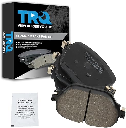 TRQ - Pastillas de freno delanteras de cerámica compatibles con 2018 Mercedes-Benz E400 2017-2018 E43 AMG 2018 E63 AMG S