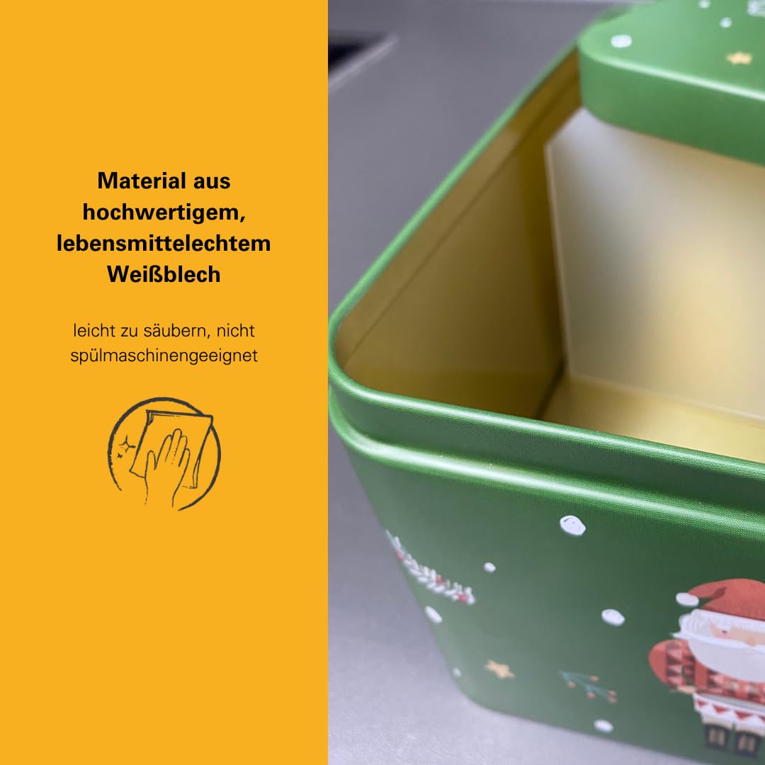 Fer Blanc Alimentaire Boîte à Pâtisserie Noël Birkmann XXL 40x20x9cm - à Compartiments Boîte Biscuits Fer Blanc