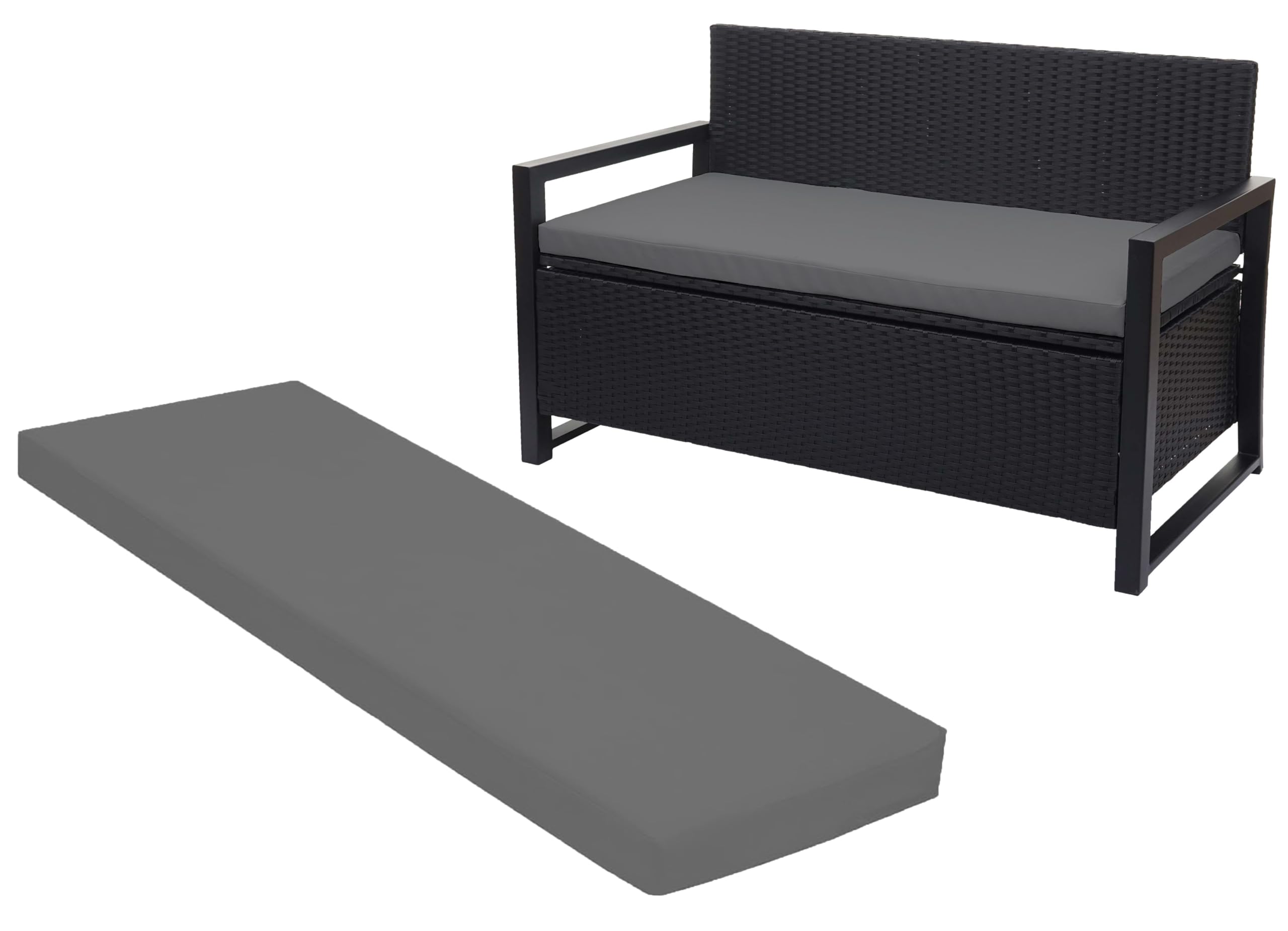 Crescent Textile 100% Waterproof Garden Bench Cushion 2/3/4 Seater Outdoor Long Bench Seat Pad for Lawn & Garden, Patio, Office, Coffee Shop with Removable Cover (4 Seater 170cm x 51cm x 5cm, Gray)