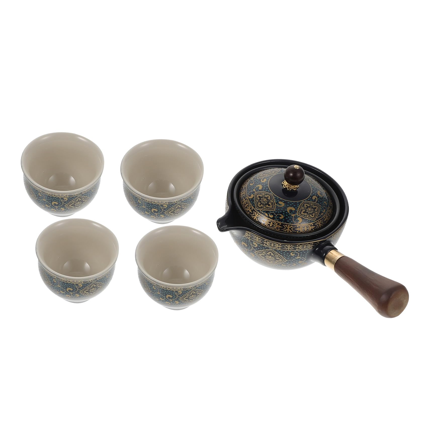 Théière rotative 360° en porcelaine avec infuseur et 4 tasses Uonlytech