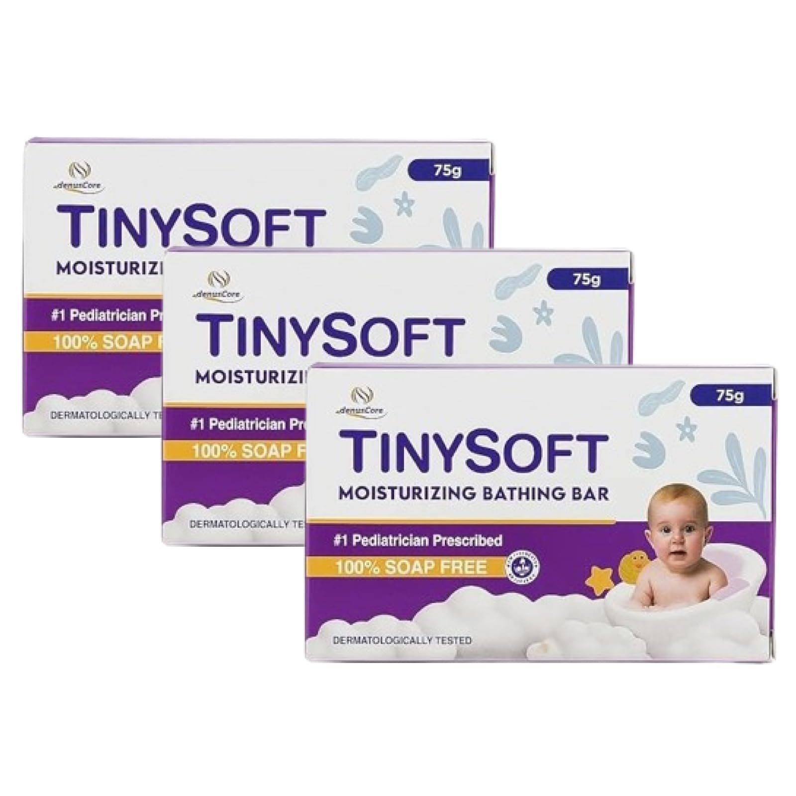 TINYSOFT Moisturizing Bathing Bar | 100% Soap Free | Dermatologically Tested | Pack of 3 x 75 g-image-26