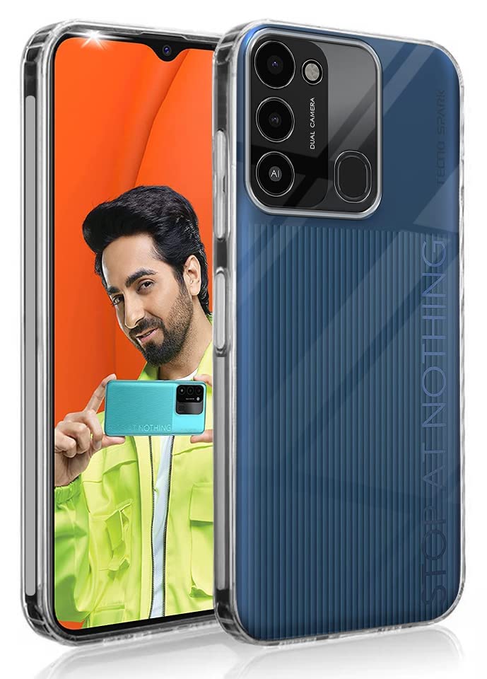 Image of Jkobi Silicone Back Cover Case for Tecno Spark 9 (Clear Shockproof Case with Camera Protection | Soft and Flexible | Transparent)