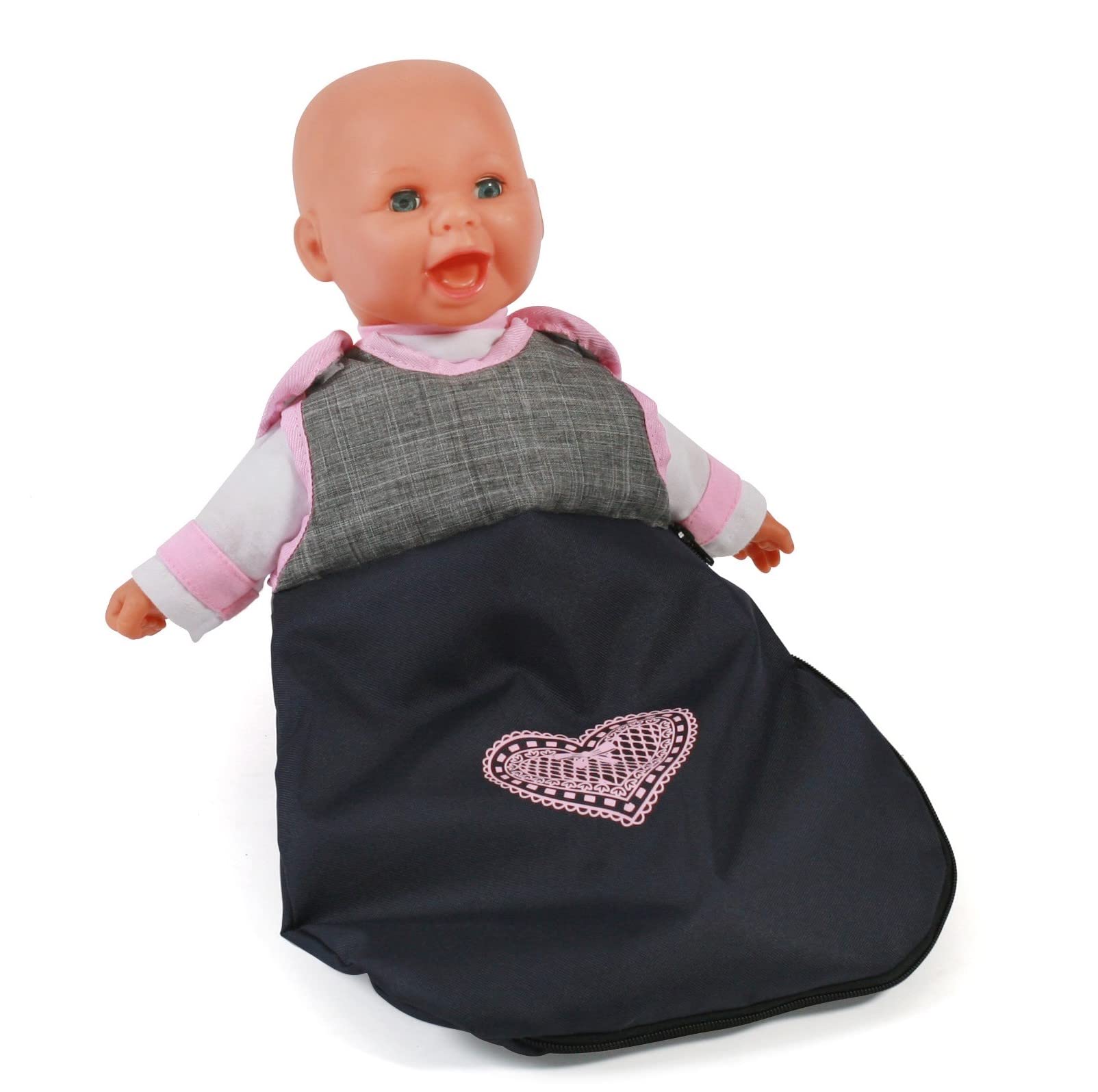 Bayer Chic 2000 794-26 Puppenschlafsack Bola, Schlafsack für Babypuppen, Puppen-Kleidung, Puppenzubehör, Melange grau-Navy Spielzeug