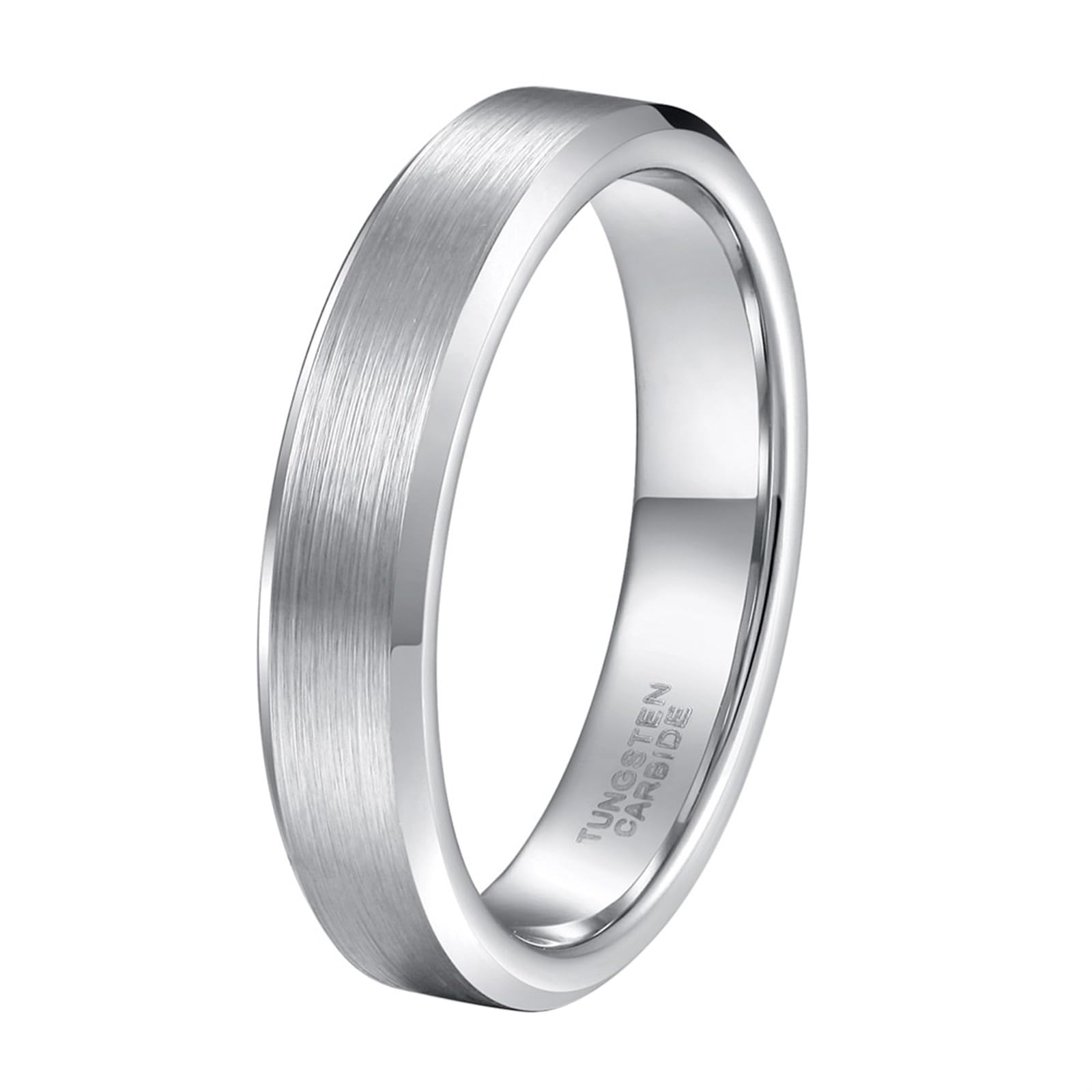 Bague tungstène 4mm anti-rayures alliance biseautée durable