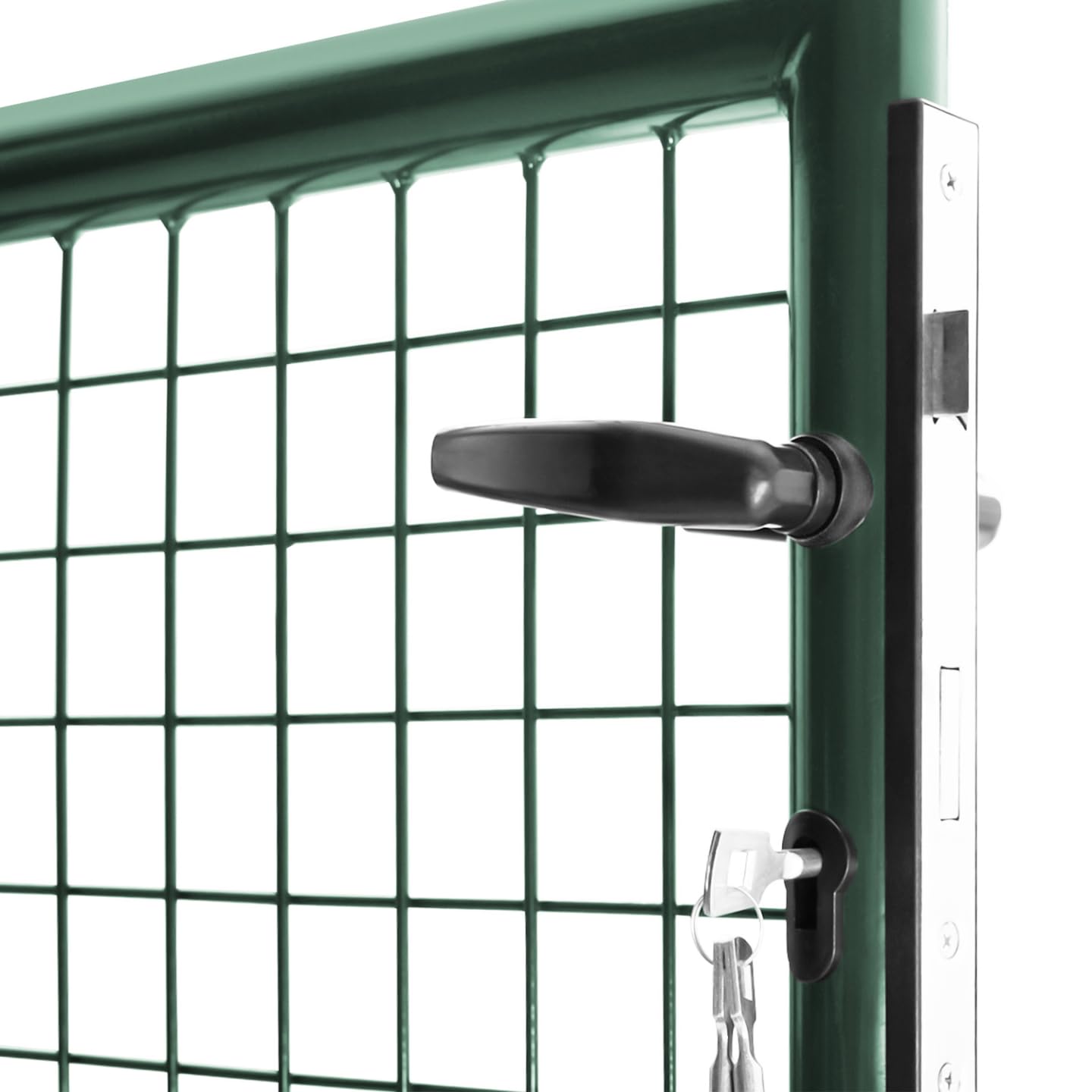 IDMarket - Cancello da giardino in acciaio verde 105 x 125 cm con serratura e maniglia