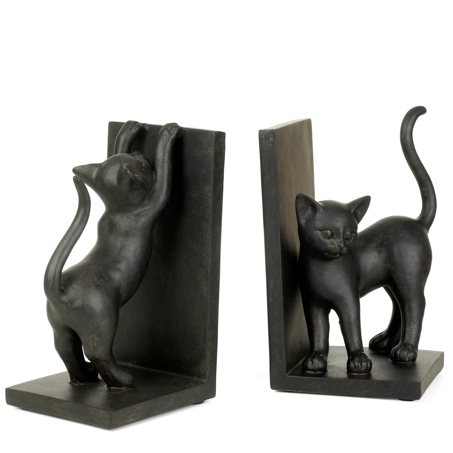 Moritz Lot de 2 serre-livres en forme de chat - Hauteur : environ 22 cm - Antique