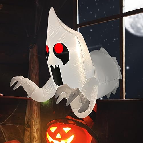 Muñeco de nieve navideño inflable iluminado para interiores y exteriores, decoración de patio con ventilador integrado y cuerdas de anclaje de 8