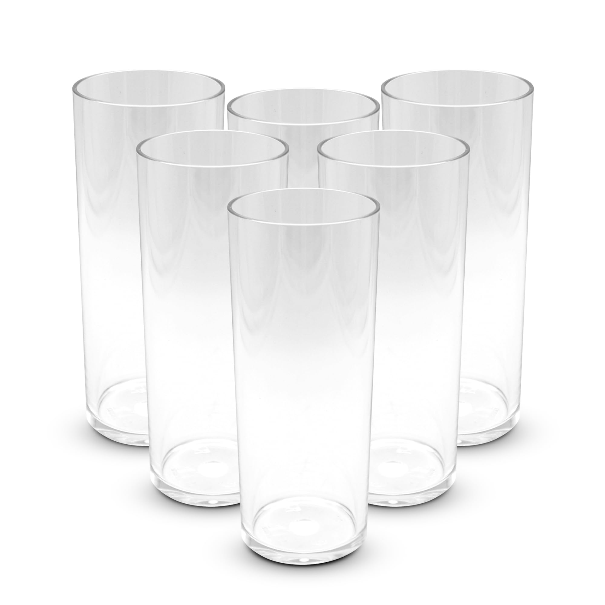 DOJA Barcelona | 30cl Longdrinkgläser | Pack 12 | Harte transparentKunststoffbecher | 154x63x2mm | Polycarbonat Trinkgläser | Wiederverwendbare Hartplastikbecher | für Most, Cocktail, Gin Tonic