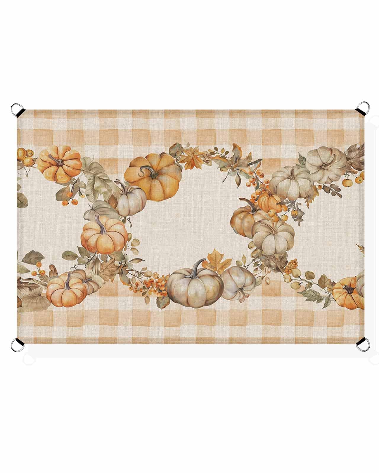 Fall Thanksgiving Outdoor Patio Sun Shade Sail 12' x 16' Rectangle Waterproof Sun Sail Shades UV Block Sunshades Vintage Autumn Pumpkin Leaf Floral Beige Patio Shade for Backyard Garden Outside Deck