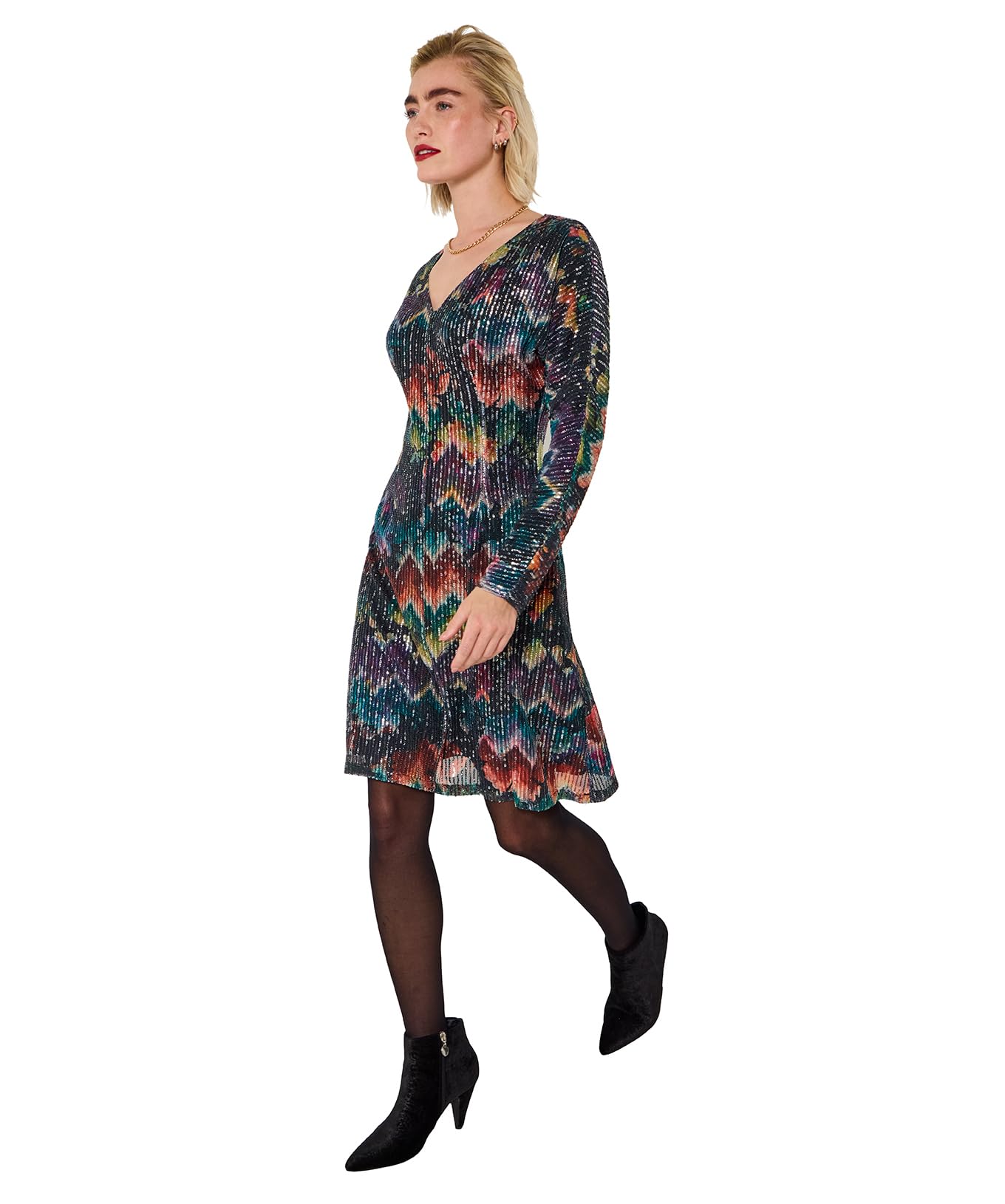 Joe Browns Women's Multicolor V Neck Sequin Mini Dress, Regular, Uk 18