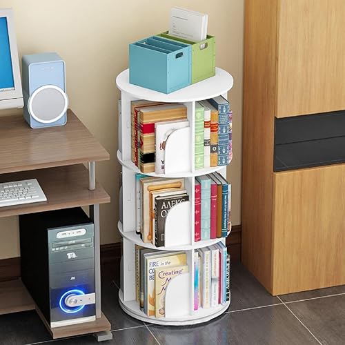 Gdrasuya10 Estantería de esquina giratoria de 3 niveles para dormitorio, estantería de PVC, estantería apilable con estante de almacenamiento,