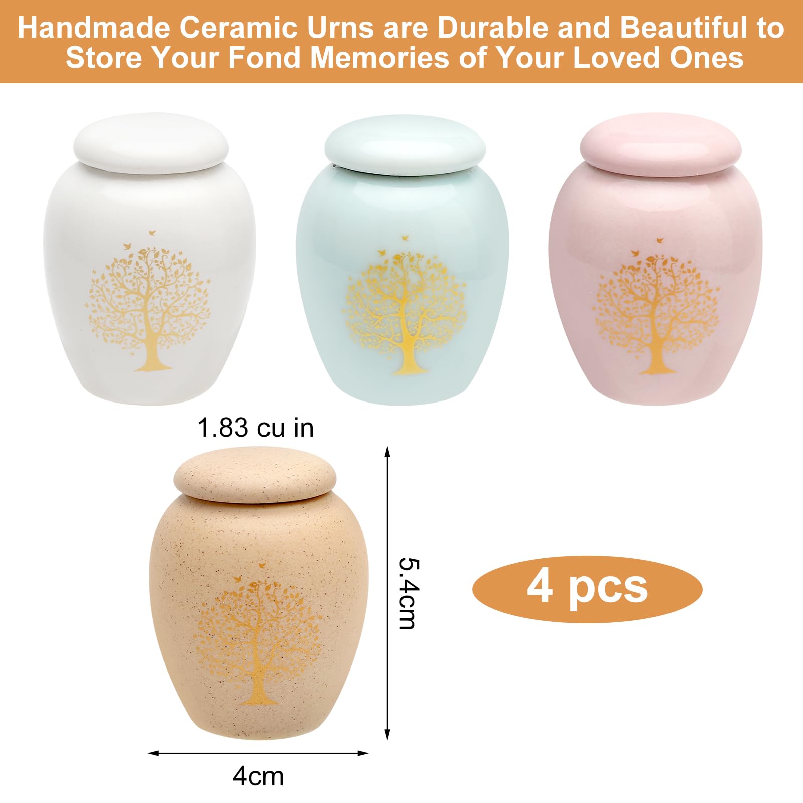 APOMOONS Set di 4 Urna Funeraria Urna Ceneri Umane Urna per Ceneri Cane Urne per Ceneri X Cani Urna per Ceneri Gatto Urna con Albero Della Vita Memoriali per La Conservazione Sicura Delle Ceneri