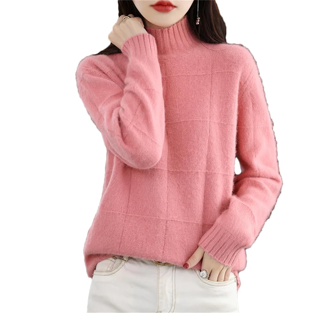 Damski sweter z dzianiny z golfem w jednolitym kolorze wąski sweter biurowy, Pnnrk, L