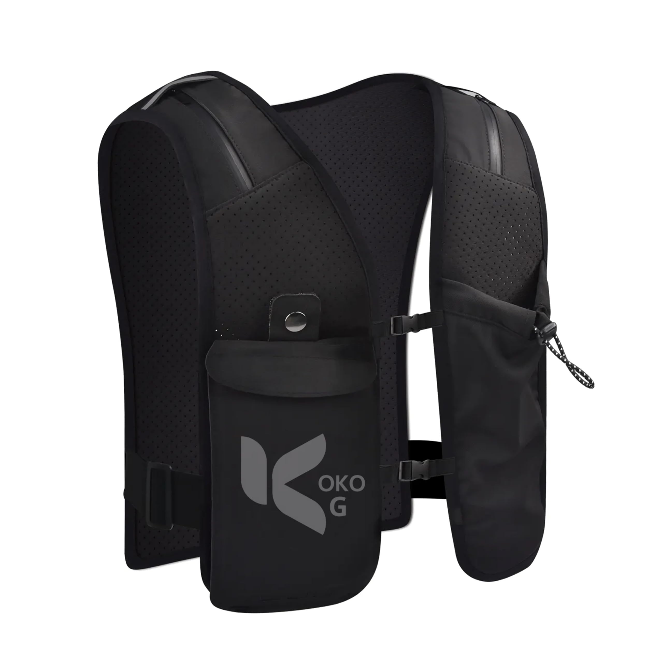 Ultra-Light Running Vest with Water Bottle – Breathable Hydration Pack with Adjustable Fit, Reflective Strips & Multi-Pocket Storage for Trail Running