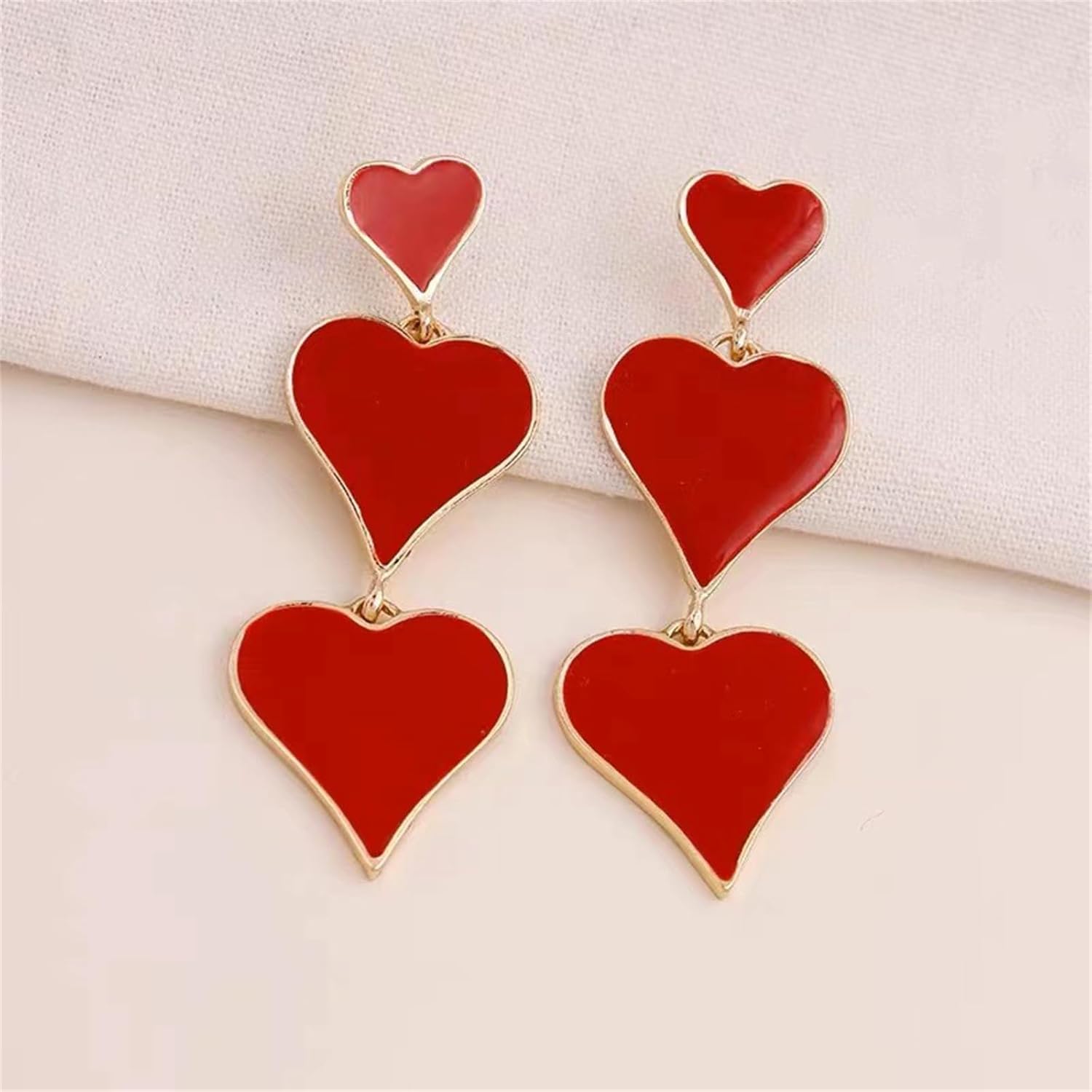 Heart Earrings for Women 14K Gold Plated Sparkly Large Heart Earrings Lightweight Pink Love Heart Statement Trendy Earrings - Image 5