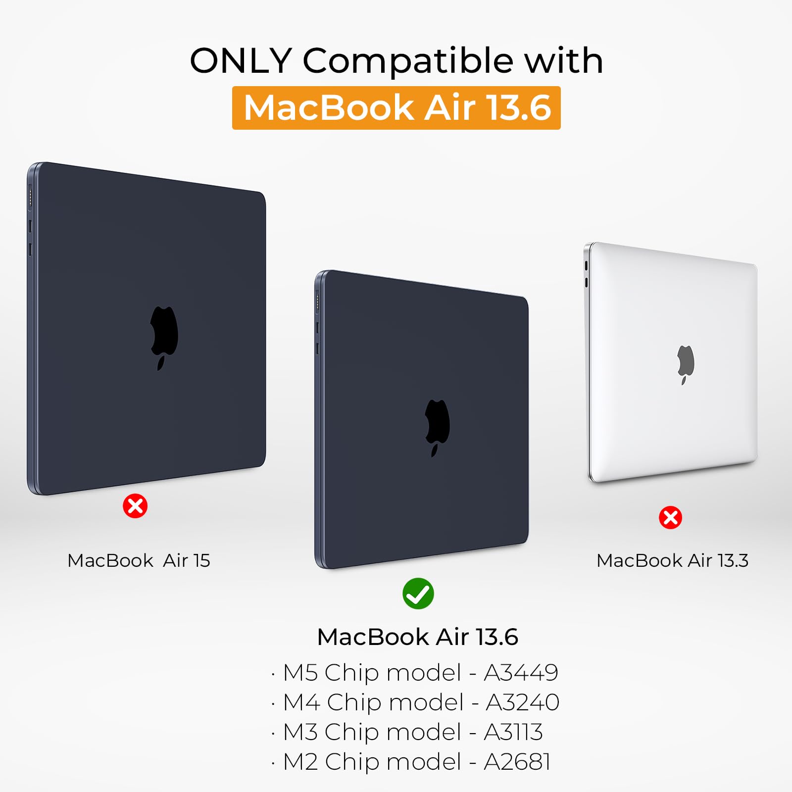 EooCoo Anti-Ramka Etui Kompatybilne z MacBook Air 13",Matowy Północ | Kompatybilne z MacBook Air 13,6"M5 M4 M3 M2 A3449 A3240 A3113 A2681 2026-2022,Ochrona Narożników,Redukcja Odcisków Palców