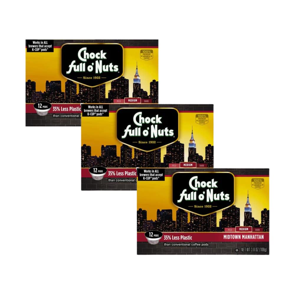 Chock Full o'Nuts Manhattan Medium Roast, KCup Coffee Pods