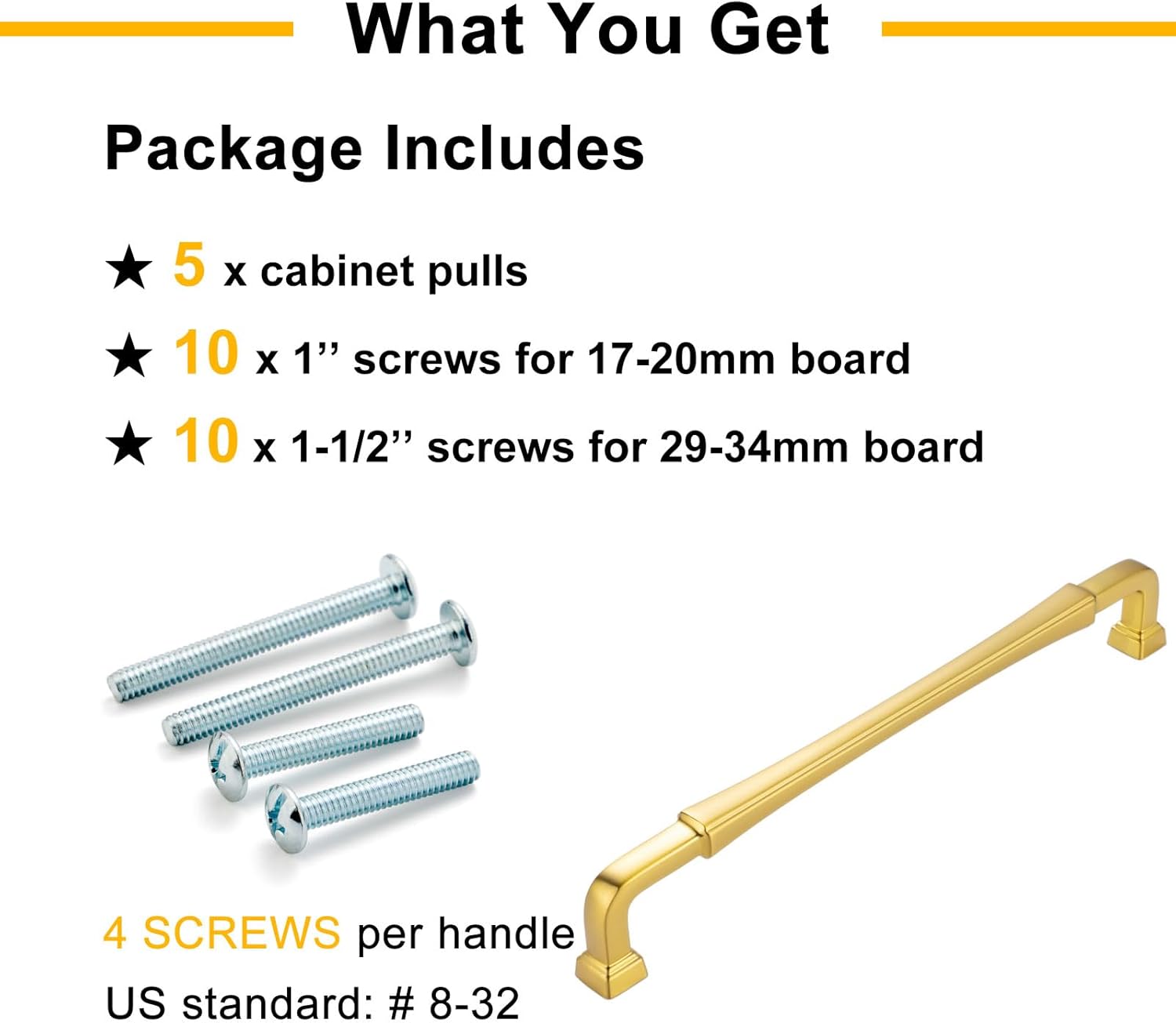 5 Pack 7-1/2 Inch Brushed Gold Cabinet Pulls Gold Cabinet Handles Gold Drawer Pulls 3175 Cabinet Hardware for Kitchen Cabinets Drawers Bedroom Dresser Bathroom Vanity
