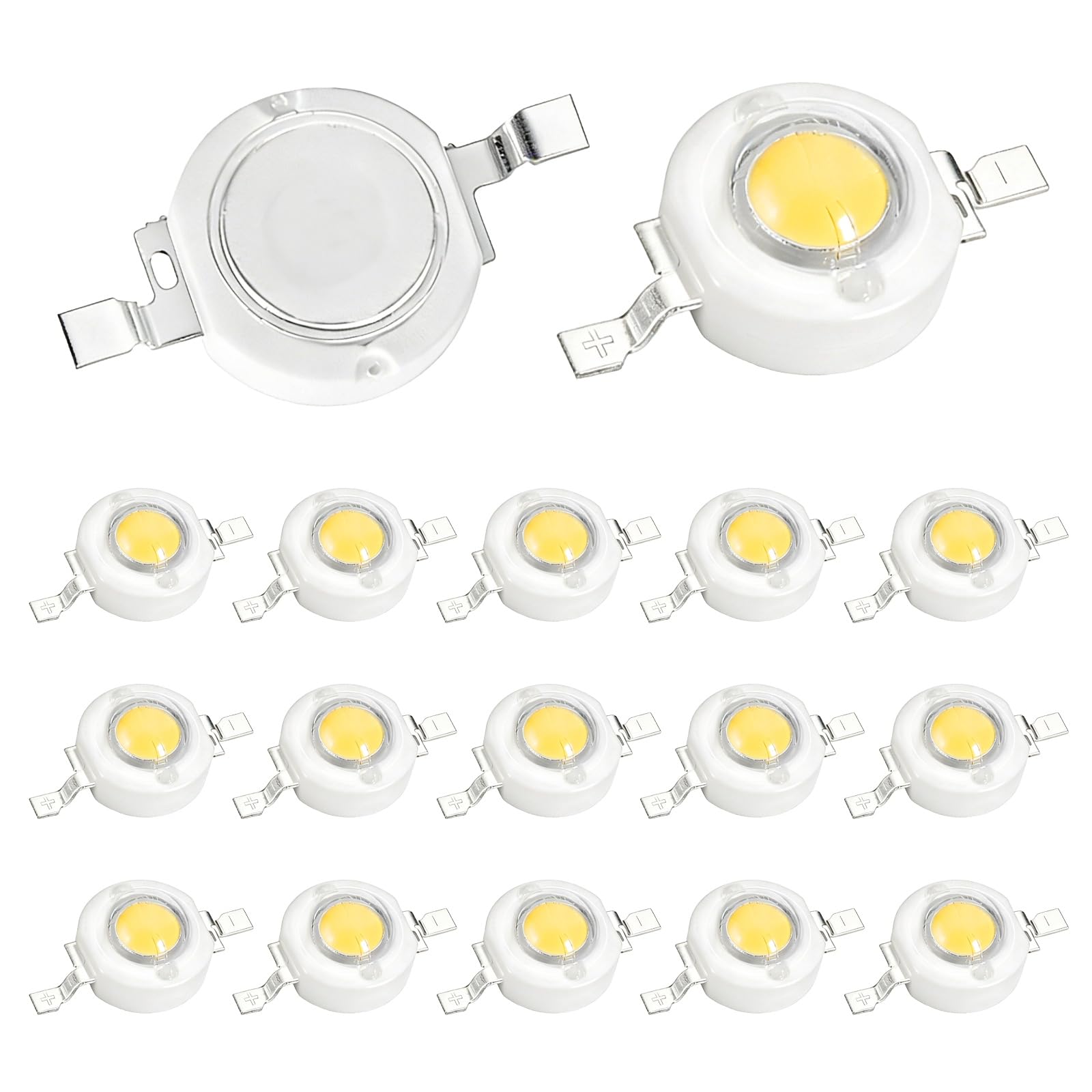 VIAPUICE High Power LED Chip Bulb 20 Pcs- Warm White 1.8-3.4V 3000K 300-350mA Light Beads Super Bright Intensity COB Light Emitter Components Lamp for Home Studio DIY