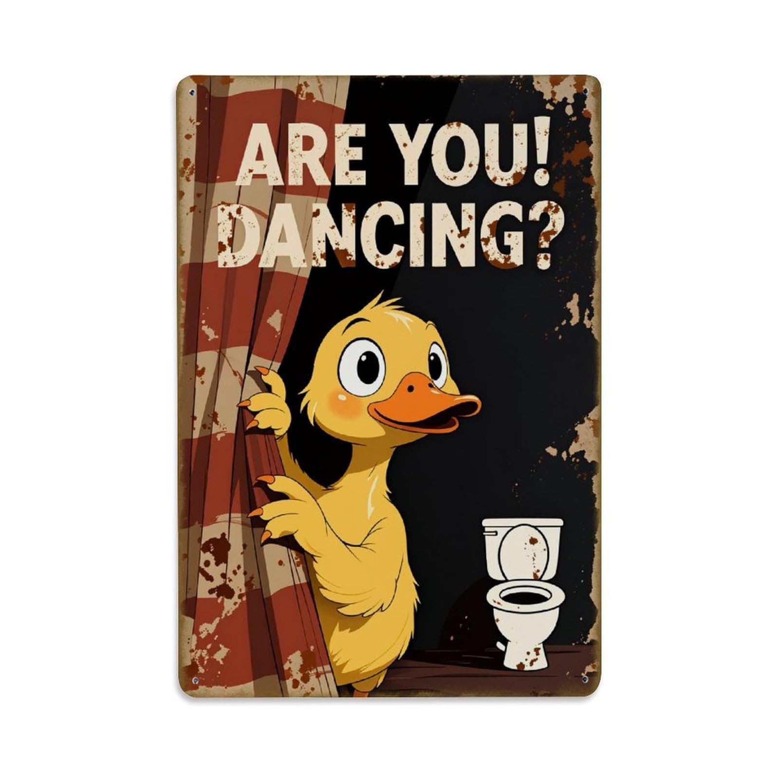 Enderetf Vintage Duck Toilet Curtain Rusty Text Tin Sign Metal Poster, Home Bar Garage Man Cave Cafe Indoor & Outdoor Wall Decoration 8X12inches