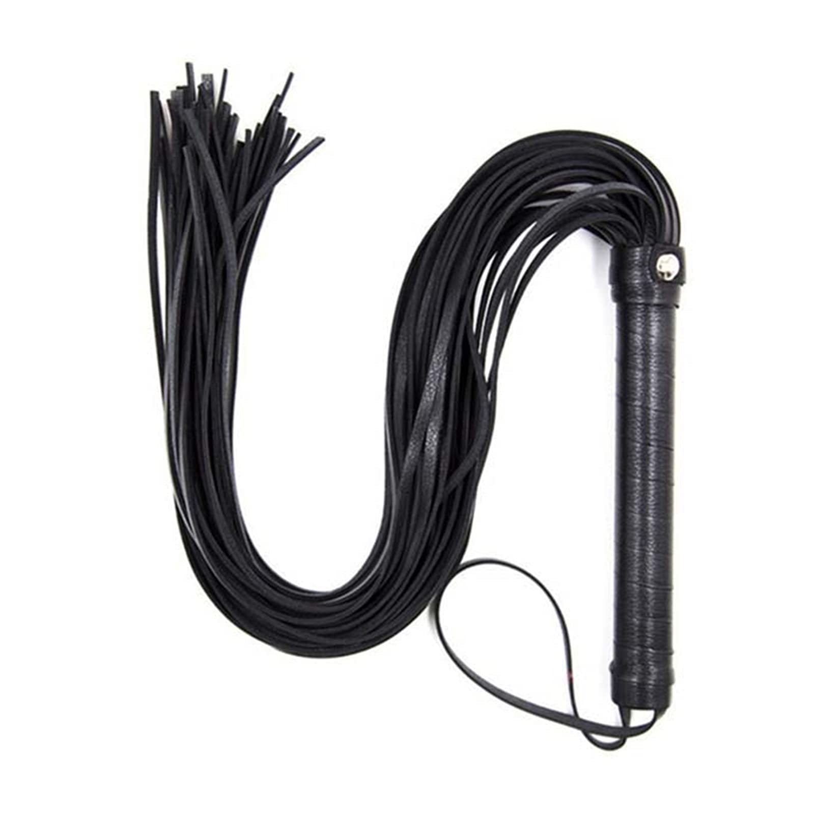 Kigauru horse equipment PU Leather Pimp Whip Racing Riding Crop Party Flogger Hand Cuffs Queen Black Horse Riding Whip (Color : Black)